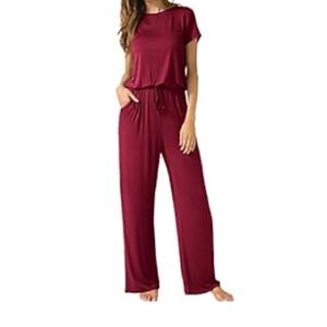 Chic Burgundy Maroon Jumpsuit Romper Pantsuit